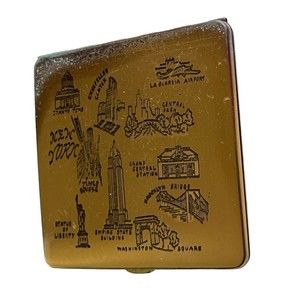 VTG New York City Compact Mirror Empire State Building Statue of Liberty